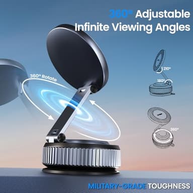 Car Phone Holder for Magsafe [96LBS Ultra Vacuum Suction+2800gf Ultra Magnetic] Car Phone Mount 360° Adjustable, Phone Holders for Your Car for iPhone 17 Pro Max 16 15 14 13 12 Air Plus (Carbon Fiber) - Image 6