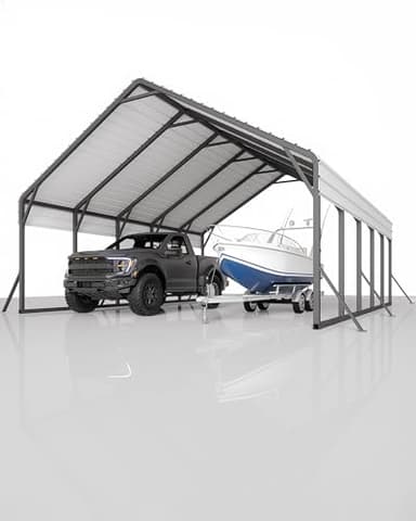 20'x25'x13' Metal Carport for 2 Cars, Extra Tall Carport, Reinforced Frame and Roof for All-Weather, Permanent Garage for Bass Boats, Full-Sized Pickup Trucks, and Tractors, N.W. 980 Lbs - Image 2