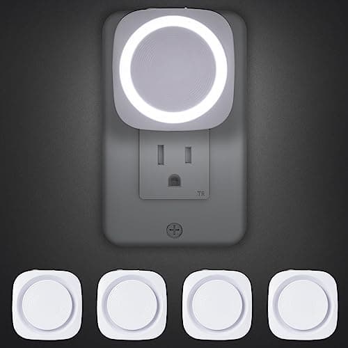 White Night Lights Plug into Wall, 4 Packs Dimmable Night Light with Dust to Dawn Sensor, Automatically Turn on and Off, Gentle Glow Nightlight for Bathroom,Bedroom,Stairs,Kitchen,Hallway, White - Image 1