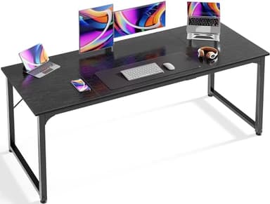 Huuger Modern Simple Office Desk, 63 Inch, Gaming & Writing Desk with Storage, Large Legroom, Metal Frame, Black - Image 1