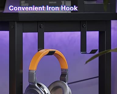 ODK L Shaped Gaming Desk with Hutch, Computer Desk with Storage Shelves, 66" L Shaped Desk for Home Office, Corner Desk with Headphone Hook, Black - Image 8