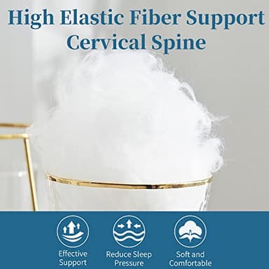 HOMBYS Ultra Thin Flat Bed Pillow for Stomach and Back Sleepers,Standard Size Down Alternative Cervical Pillow for Neck Pain, 100% Cotton Shell, White,2.5 inch - Image 6