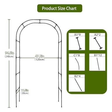 SIUING Metal Garden Arch - Metal Wedding Arch Backdrop Stand, Garden Arbor: 47.2(W)×94.5(H) inch, Garden Arbor for Climbing Plant Outdoor, Wedding, Party, Backyard, Lawn - Image 3