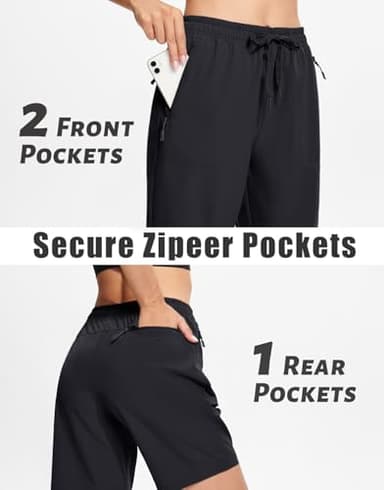 MAGCOMSEN Hiking Shorts Women with 3 Pockets 8 Inch Inseam Lightweight Quick Drying Golf Shorts Black XL - Image 4