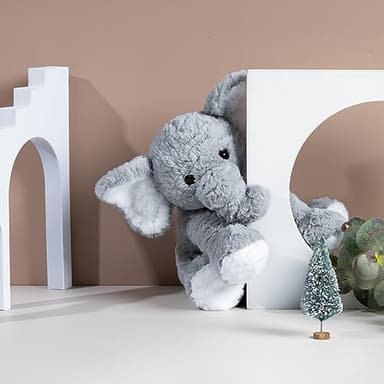 Mikee Fluffie Elephant Stuffed Animals Soft Plush Toy for Baby Girls Boys,12" Grey Soft Small Stuffed Elephant Huggable Gifts for Birthday - Image 5