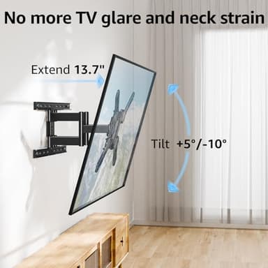 MOUNTUP Ultra Slim Full Motion TV Wall Mount, 1.3" Thin Low Profile TV Bracket for 26-60" LED OLED QLED TVs,Smooth Swivel Tilt Extension,Max Vesa 400x400mm,Up to 88lbs,Fits Single 12" 16" Studs,MU0062 - Image 5