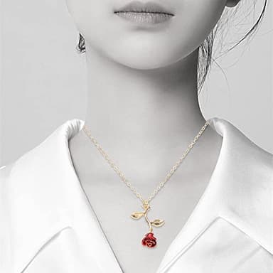Gold Rose Pendant Necklace for Women - Aesthetic, Preppy Jewelry for Teens - Dainty Gold necklace - gold necklace for women trendy - 14k gold necklace for women - Image 2