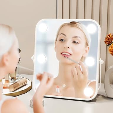 ROLOVE 10x12 Inch Hollywood Vanity Mirror with Dimmable LED Lighting, Smart Touch Control & U-Shaped Bracket - Portable Tabletop Makeup Mirror for Travel, Home - Image 7
