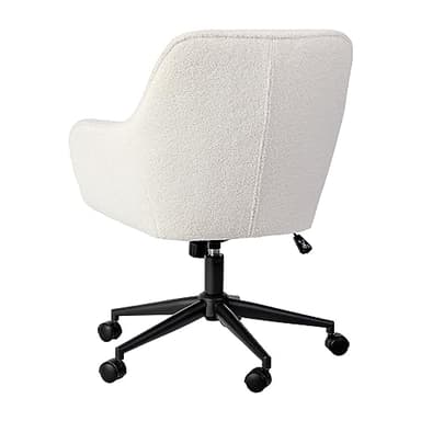 Martha Stewart Rayna Swivel Task Chair with Flared Arms for Home Office in White Boucle with Oil Rubbed Bronze Frame - Image 9