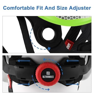 UM ULTRAMAXX Safety Helmet Hard Hat with Visor, Lightweight Vented Work Helmet, 6-Point Adjustable Ratchet Suspension Hardhat for Industrial and Construction (Green with Clear Visor) - Image 4