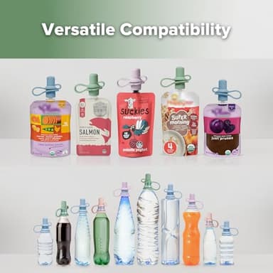 haakaa Multi-Functional Silicone Spout,Pouch Topper No Spill,Water Bottle Topper for Toddlers,100% Food Grade Silicone,2 Pack - Image 3