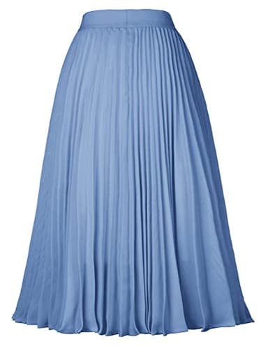 GRACE KARIN Women's Skirts A-line Pleated Flared Chiffon Skirts Lake Blue L - Image 4