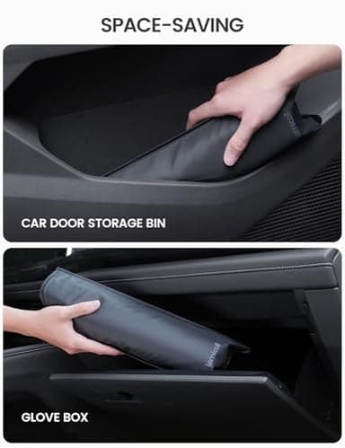 Lamicall Car Windshield Sunshade Umbrella – 5-Layer UV Block, 10-Rib Fiberglass Frame for Heat Insulation, 57"x33" Front Window Interior Sun Protection, for Medium Sedan, SUV Windshield - Image 8