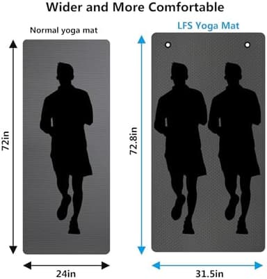 LFS Yoga Mat 72.8" x 31.5" x 2/5 inch Thick With Strap and Bag, Extra Wide Workout Mat for Women and Men, Non Slip Exercise Mat for Home Outdoor Yoga, Pilates, Stretching, Floor & Fitness Workouts - Image 3