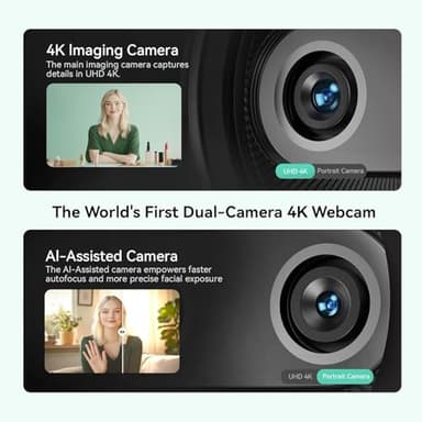 EMEET Piko 4K Webcam for Streaming, World's 1st Dual-Camera AI-Powered 4K Web Cam w/AI Autofocus, 3 Mics Array&3 Sound Modes, USB Webcam with Tripod, Great for Streaming/Gifts, Switch 2 Camera Support - Image 3