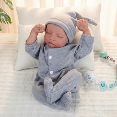 WOOROY Realistic Reborn Baby Dolls - 18 Inch Full Vinyl Body Lifelike Reborn Boy Doll Poseable Real Life Newborn Sleeping Silicone Baby Dolls Gift Toys with Accessories for Kids Age 3+ - Image 2