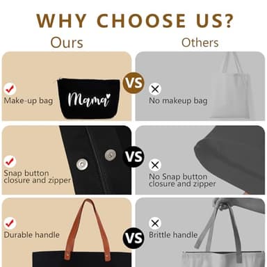 Lamyba New Mom Gifts for Women, Mama Bag Tote with Makeup Bag, Cool Gifts for Mom to be/Expecting Mom/Pregnant Women - Image 4