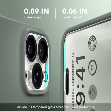 GONEZ for iPhone 14 Pro Case, Compatible with Magsafe, with Screen Protector + Camera Lens Protector, Soft Anti-Scratch Microfiber Lining, Shockproof Liquid Silicone Phone Cover, Calke Green - Image 6