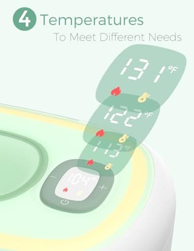 Momcozy New Baby Wipe Warmer, 100pcs Larger Capacity Wipe Dispenser, 10-Min Fast Heating with 4 Temperature Modes, Innovative Spring Design, Silicone & Top Seals,Quick Even Heating, 3-Level Nightlight - Image 4