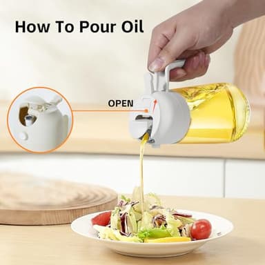 FXKJGHP Oil Dispensing, Oil Sprayer For Cooking, Oil Dispenser For Kitchen, 2 in 1 Olive Oil Dispenser And Oil Sprayer 16oz/470ml For Cooking, Kitchen, Salad, Barbecue(Beige) - Image 5