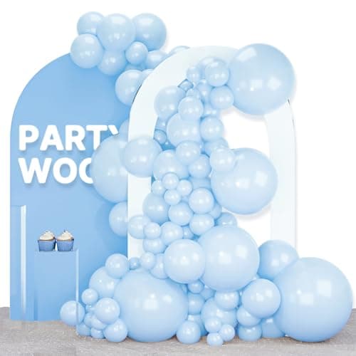 PartyWoo Pastel Blue Balloons, 120 pcs Pale Blue Balloons Different Sizes Pack of 18 Inch 12 Inch 10 Inch 5 Inch for Blue Balloon Garland or Arch as Birthday Decorations, Party Decorations, Blue-Q13 - Image 1