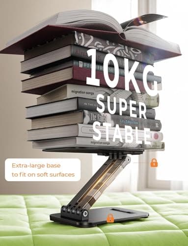 LISEN Tablet Stand for iPad Holder Desk Portable Monitor Stands, Foldable Home Office Desk Accessories Travel for iPad Holder Dorm College Essentials Fits Tabs Kindle iPhone 4-15.9" Black - Image 6