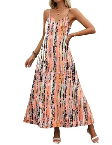 Zeagoo Womens Floral Summer Dress Ladies V Neck Dresses with Pockets Casual Summer Maxi Dresses for Women 2025, Pattern-3,M - Image 1