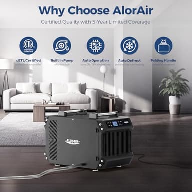 ALORAIR 145 Pint Crawl Spaces Dehumidifier with Pump and Drain Hose, Auto Defrost for Crawlspaces, Commercial, Basements, and Large Rooms up to 1800 Sq.Ft - Image 4