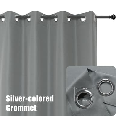 BONZER Waterproof Indoor/Outdoor Curtains for Patio Thick Privacy Extra Wide Grommet Curtains for Bedroom, Living Room, Porch, Pergola, Cabana, 1 Panel, 150W x 84L inch, Grey - Image 2