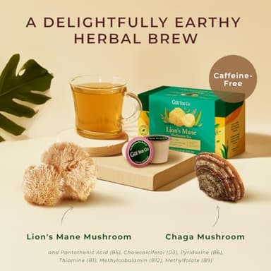 Gya Tea Co Lion's Mane Mushroom Tea Gift Set (16 ct) - Decaf Tea Pod for Nourish & Wellness - Image 3
