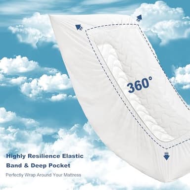 GRT Full Mattress Protector, 100% Waterproof Mattress Protector Full with Dual-Layers Protection, Noiseless Quilted Fitted Mattress Pad Cover with 8"-26" Deep Pocket - Image 5