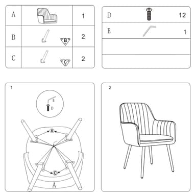 CangLong Furniture Modern Living Dining Room Accent Arm Chairs Club Guest with Gold Metal Legs, Set of 2, Navy Blue - Image 8