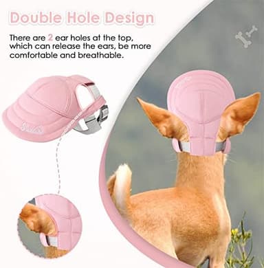 SlowTon Dog Hat for Small Dogs - 2Pcs Dog Owner Matching Hats Duck Baseball Cap for Dogs Sun Hats with Ear Holes Puppy Visor Cap Breathable Pet Family Matching Hats Adjustable Strap Outdoor (Pink, S - Image 4