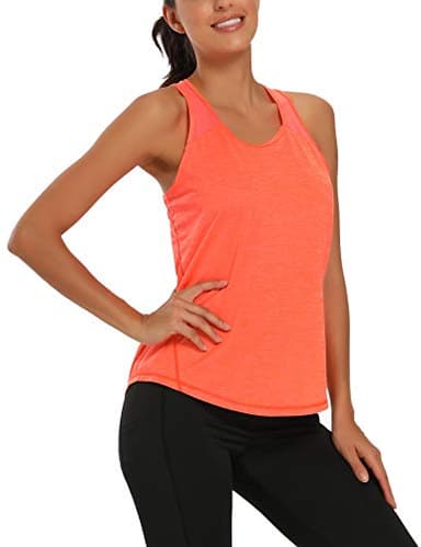 Aeuui Womens Workout Tops for Women Racerback Tank Tops Mesh Yoga Shirts Athletic Running Tank Tops Sleeveless Gym Clothes Orange - Image 2