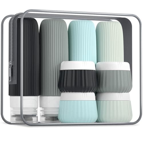 Mrsdry Travel Bottles - 8 Pack, TSA Approved Travel Size Toiletries, Leak Proof Silicone Squeezable Containers in Clear Bag - Image 1