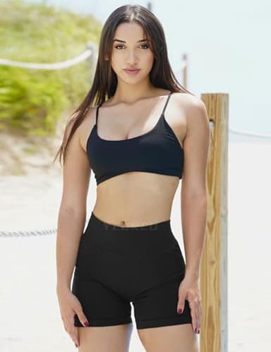 YEOREO Workout Scrunch Shorts Women V Back Gym Butt Lifting Liz High Waisted Seamless Shorts Black S - Image 3