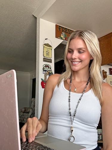 BettDecor Lanyards for ID Badges and Keys,Natural Stone Beaded Teacher Lanyard for Women,Retractable Lanyard with ID Holder Cute Lanyards - Image 6