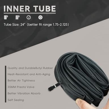 2Pack 24x1.95(54-507) Mountain Bike Tires Replacement Kits Plus 2 Bike Tubes (with Puncture Sealant) and 2 Tire Levers, Bike Tire with Tread Puncture Protection for On or Off-Road Use - Image 4