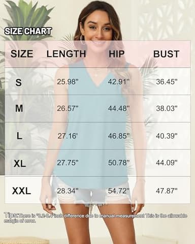 EyMuse Womens Tank Tops 2025 Summer Beach Vacation Outfits V Neck Loosefit Sleeveless Casual Cruise Shirt Fashion Clothes,Lake Blue,S - Image 5