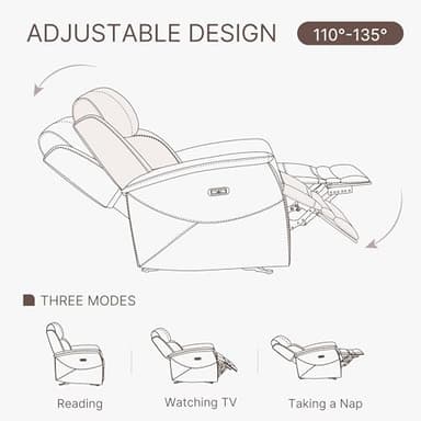 KISLOT Leather Recliner Chair Faux Reclining Sofa Lazy Boy Glider Rocking Function with Armrest for Living Room Bedroom Home Theater Seating - Image 6