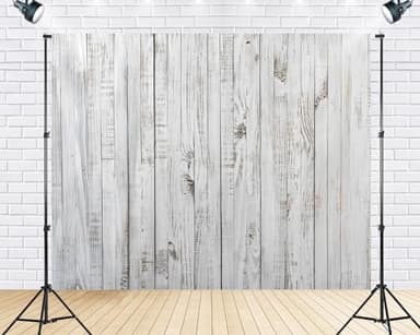 Trykid 7x5FT Vintage Wood Backdrop White Gray Wooden Floor Backdrops Photo Props Baby Shower Birthday Wedding Party Retro Wood Wall Background - Image 2
