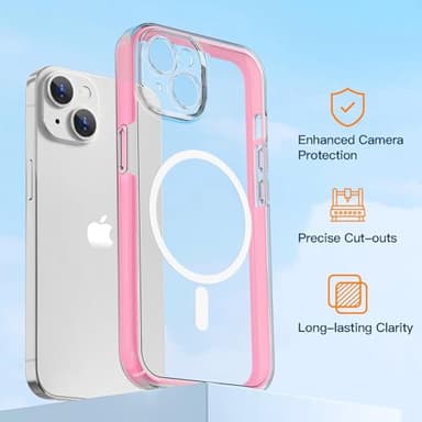 COOLQO Magnetic for iPhone 14/iPhone 13 Case with Screen Protectors, Compatible with MagSafe, Military Grade Drop Protection, Dual Layer Design Heavy Duty Protective Shockproof Phone Case, Pink - Image 3
