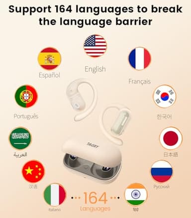 AI Translation Earbuds Open Ear Bluetooth Headsets Beige - Image 2