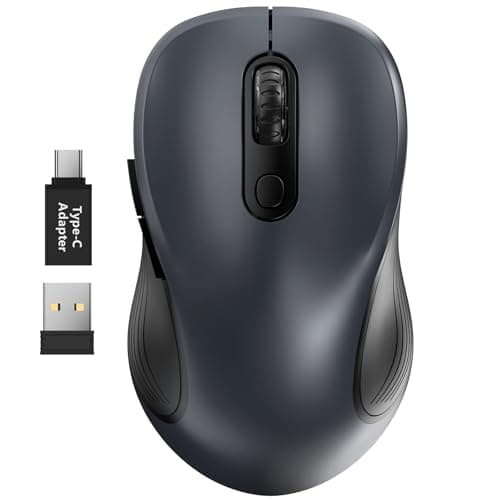 Trueque Wireless Mouse for Laptop, 2.4GHz Ergonomic Computer Mouse with Back & Forward Buttons, 3 Adjustable DPI Levels, 6 Buttons, Optical USB Cordless Mice for Windows PC (Gray, 1 Pack) - Image 1