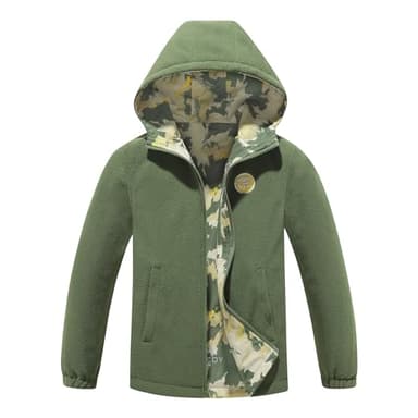 MGEOY Boys Girls Reversible Jacket Lightweight Waterproof Fleece Lined Raincoat for Kids（4-12） - Image 3