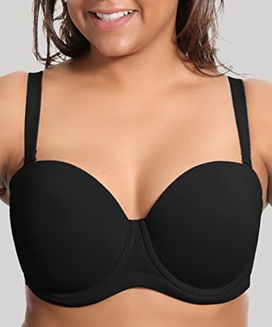 DELIMIRA Women's Underwire Contour Multiway Full Coverage Strapless Bra Plus Size Black 40DD - Image 4