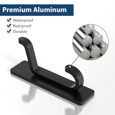 pickpiff 12 Pack Wall Hooks for Coat and Towel: 13LB Adhesive Door Hanger Stick on, Black - Image 6