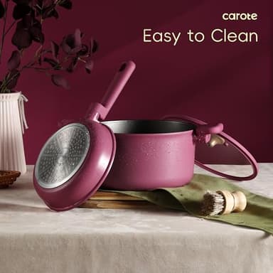 CAROTE Non Stick Pots and Pans Set, Cookware Sets Nonstick, Kitchen Cooking Set with Stay-Cool Handles,with Silicone Tools and Pot Protectors,17 Piece - Image 4