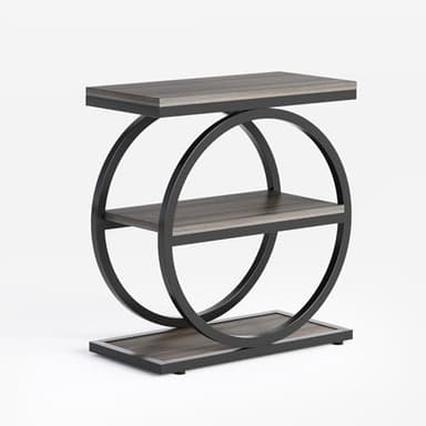 LITTLE TREE End Table, 3-Tier Side Table, Slim Sofa Side Table for Living Room, Tall Bedside Table Nightstand for Bedroom, Grey and Black - Image 8
