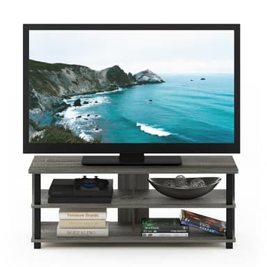 Furinno Sully 3-Tier Stand for TV Up to 48 Inch, French Oak Grey/Black - Image 5
